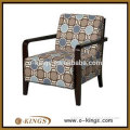 Wooden frame printed fabric leisure chair for living room